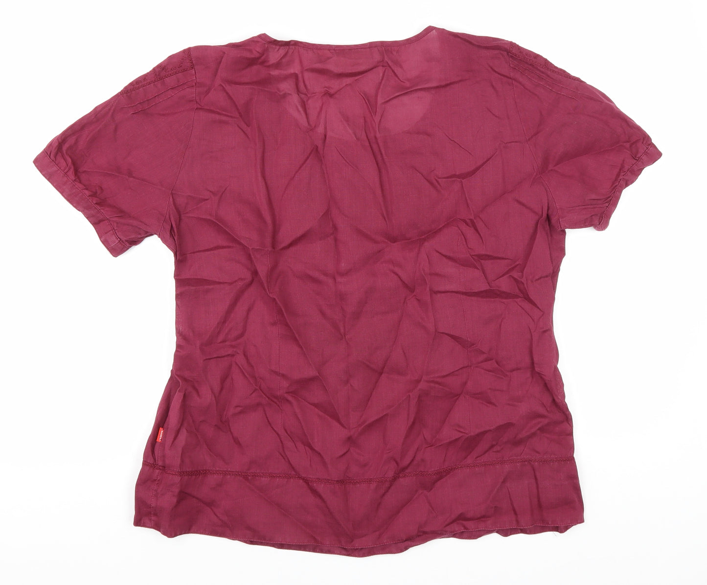 Jackpot Womens Purple Ramie Basic Blouse Size 14 Scoop Neck
