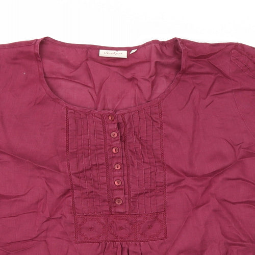 Jackpot Womens Purple Ramie Basic Blouse Size 14 Scoop Neck