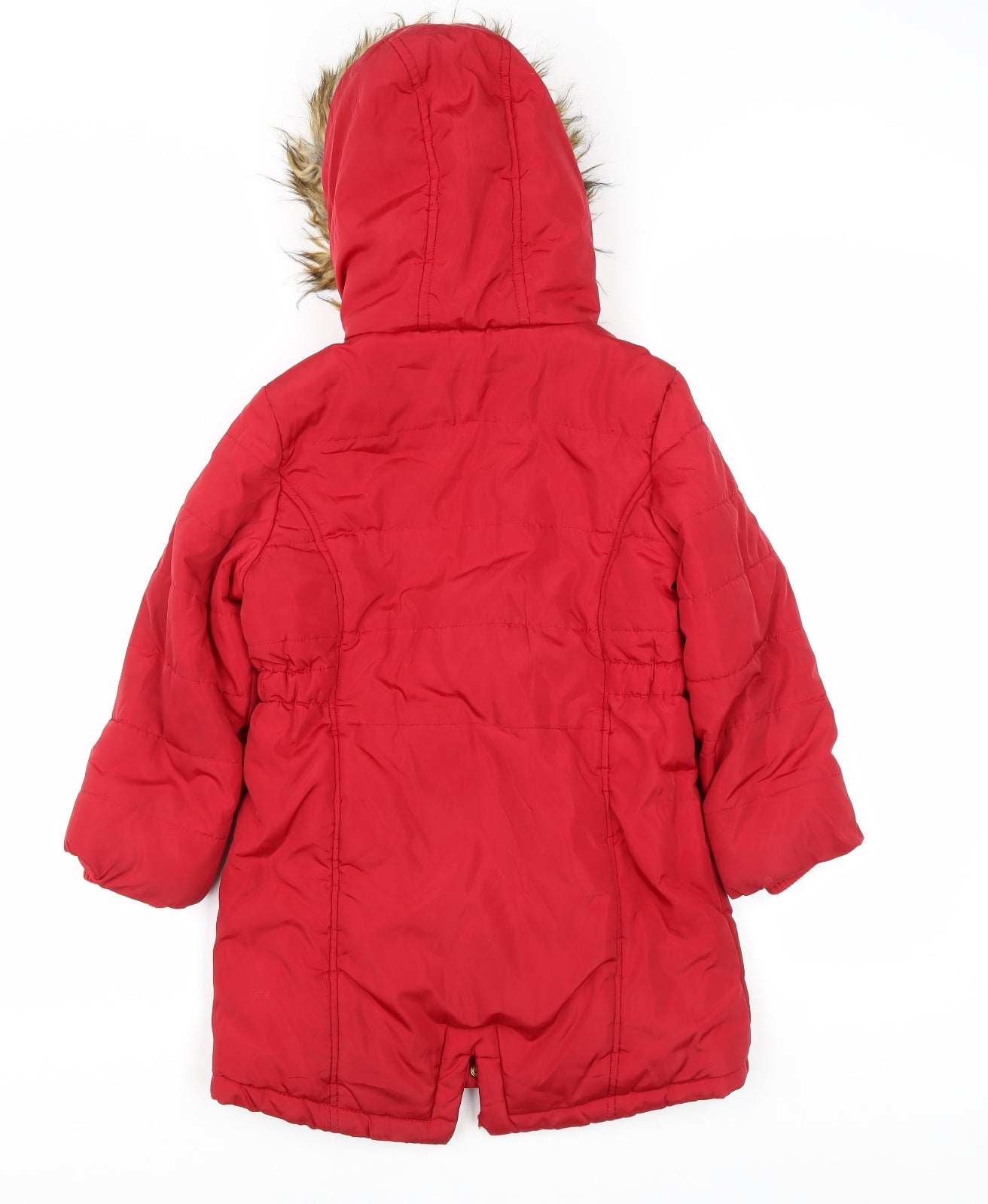 TU Girls Red Parka Coat Size 5-6 Years Zip