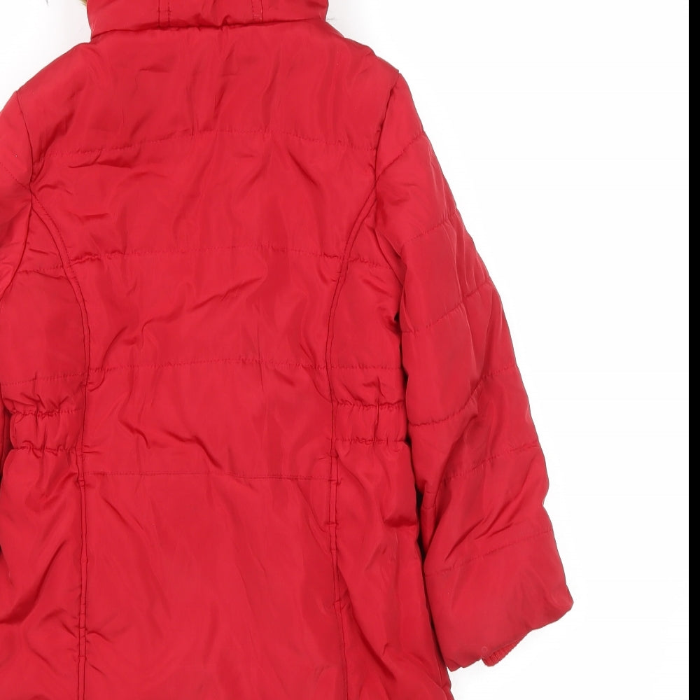 TU Girls Red Parka Coat Size 5-6 Years Zip