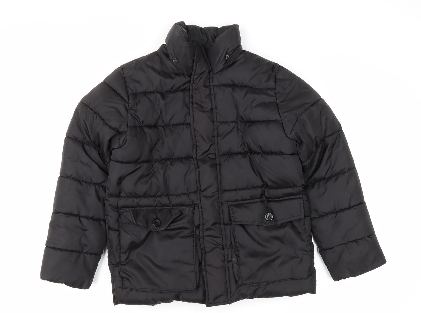 Zara Boys Black Puffer Jacket Coat Size 9-10 Years Zip