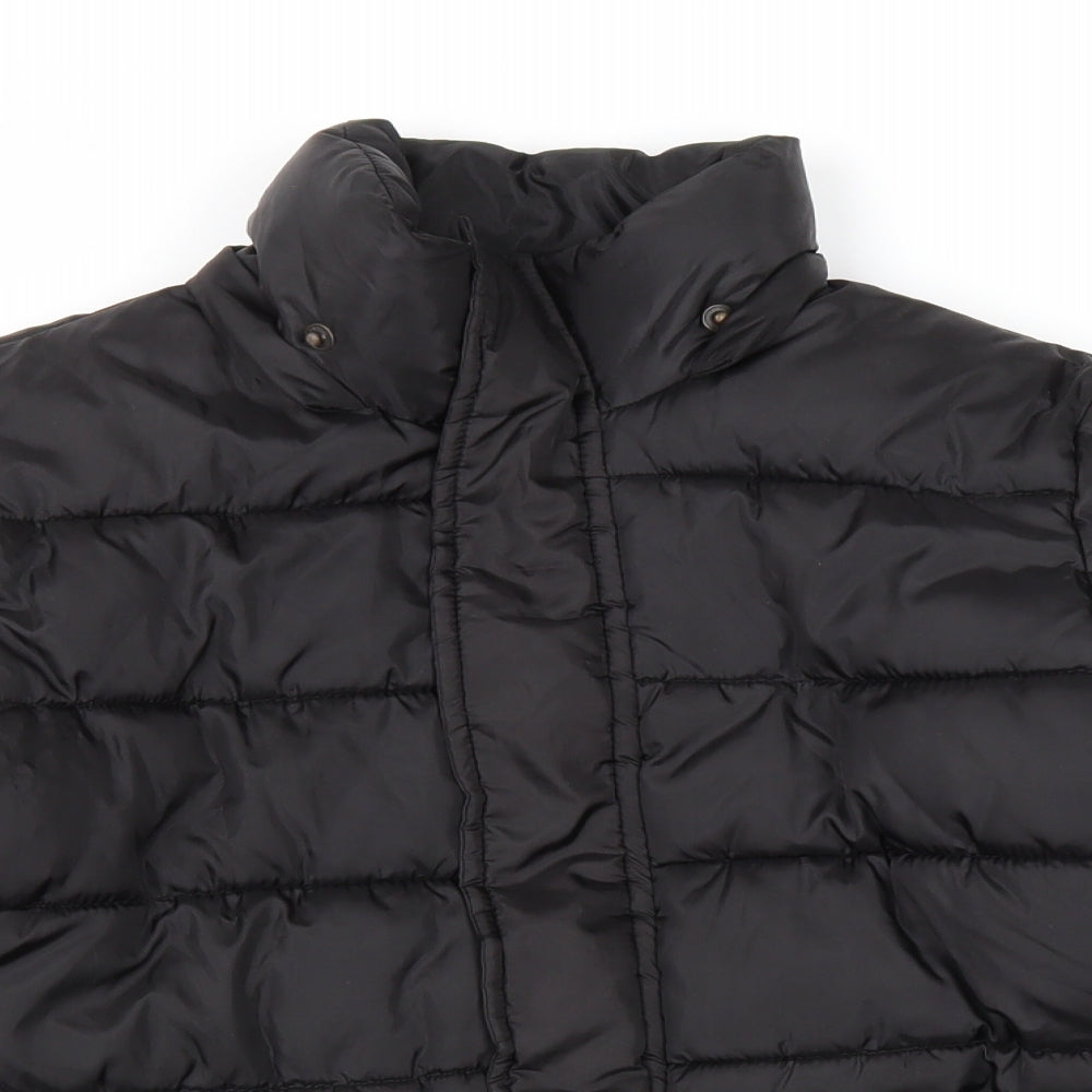 Zara Boys Black Puffer Jacket Coat Size 9-10 Years Zip