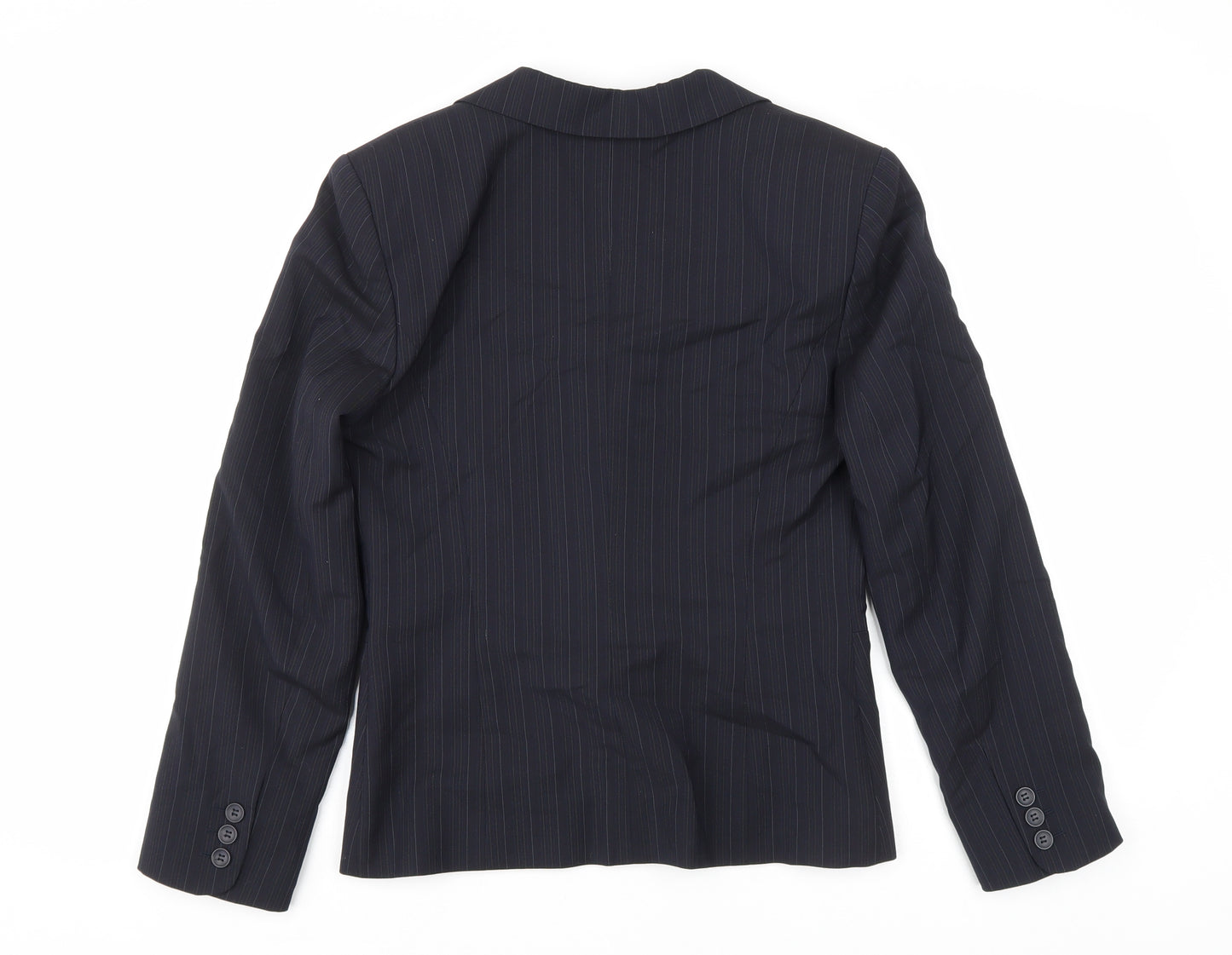 Wardrobes Womens Black Striped Polyester Jacket Blazer Size 8
