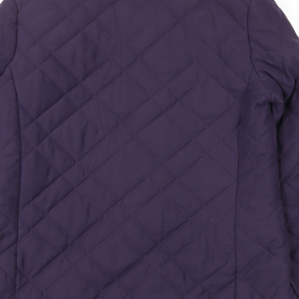 Marks and Spencer Womens Purple Quilted Coat Size 12 Zip
