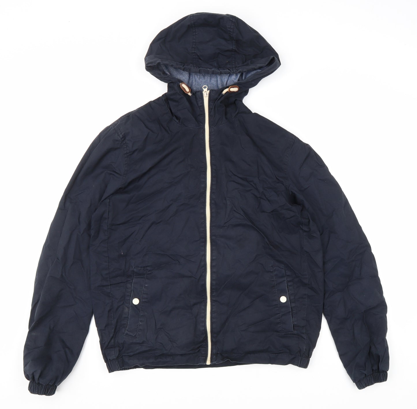 Cedar Wood State Mens Blue Windbreaker Coat Size M Zip