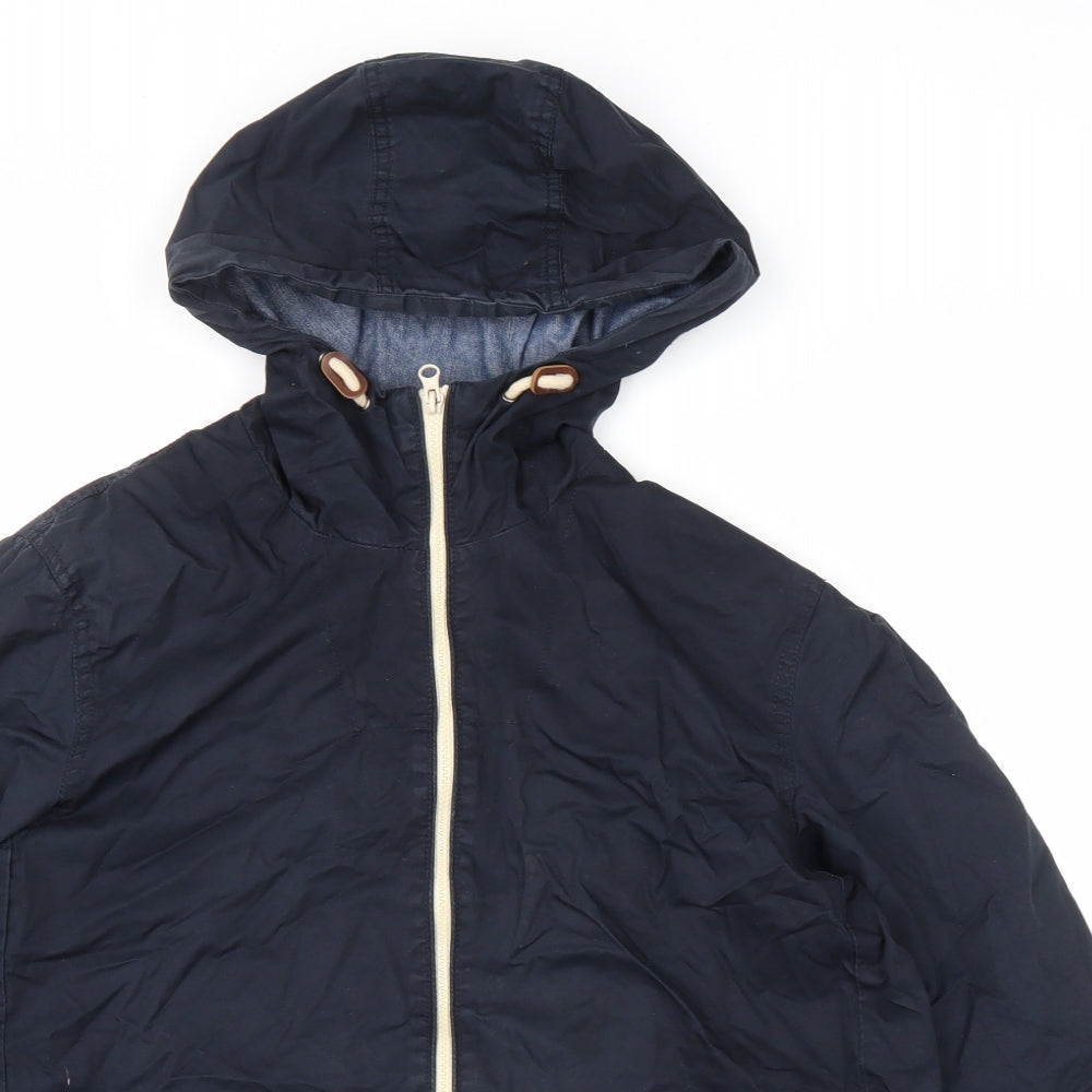 Cedar Wood State Mens Blue Windbreaker Coat Size M Zip