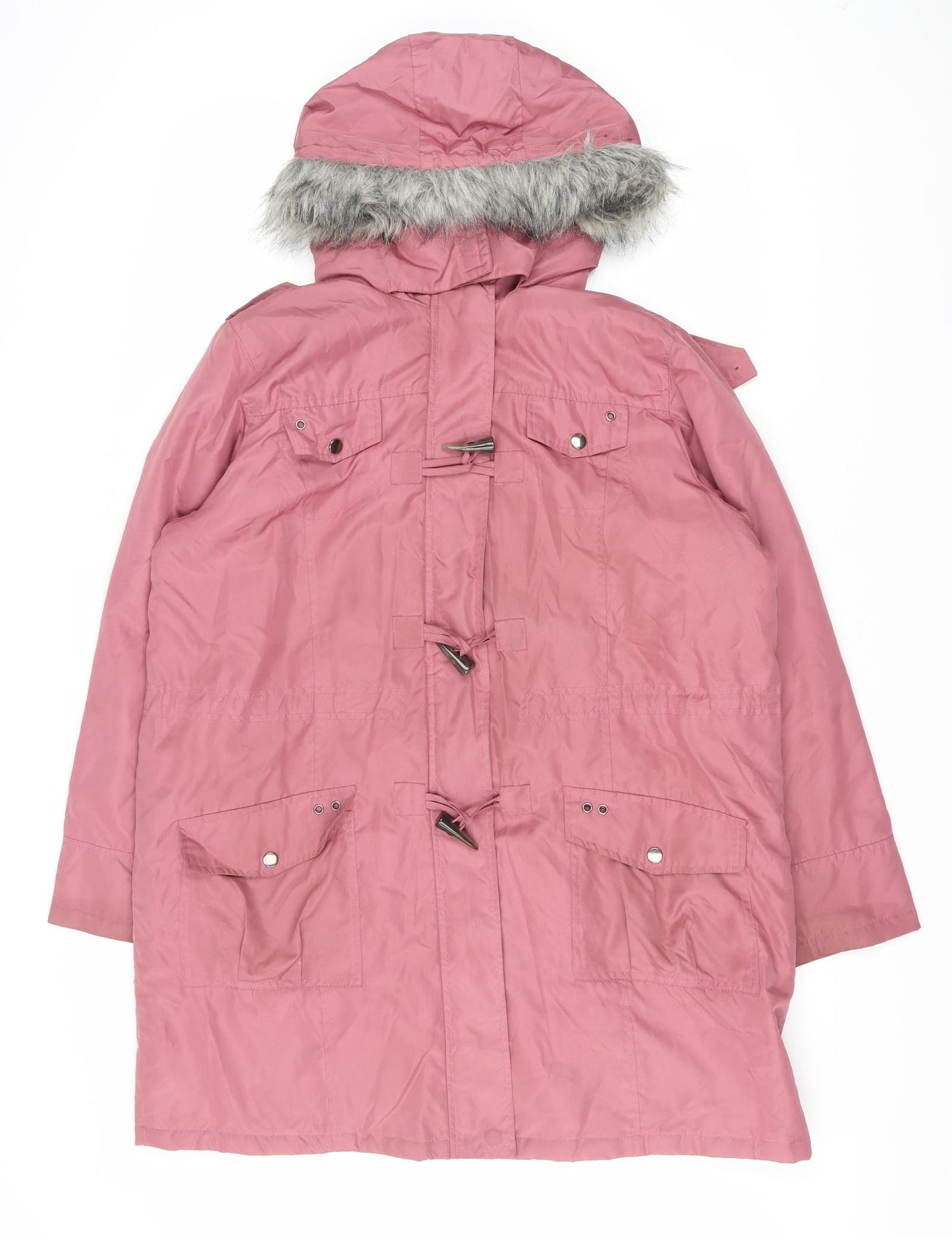 Preworn Womens Pink Parka Coat Size 18 Zip