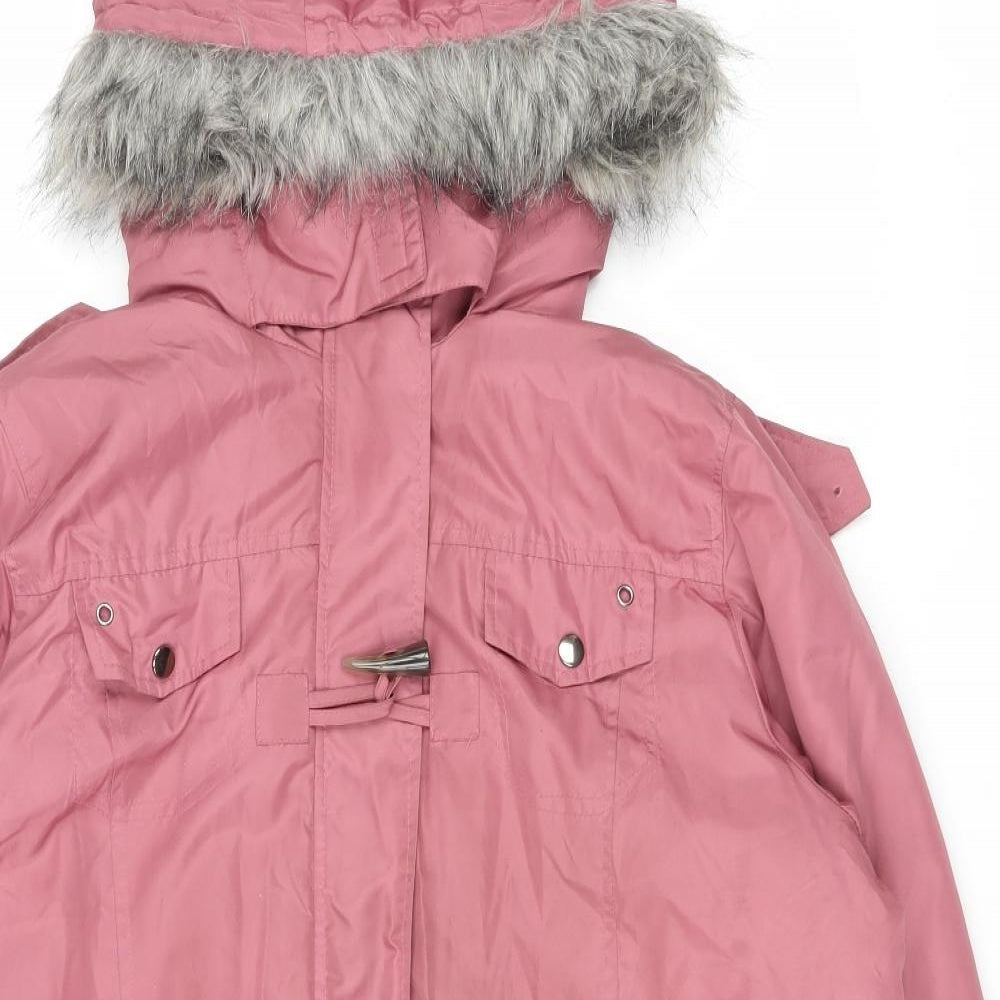 Preworn Womens Pink Parka Coat Size 18 Zip