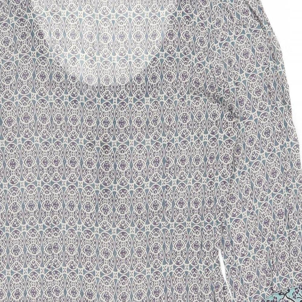 Marks and Spencer Womens Multicoloured Geometric Polyester A-Line Size 14 Scoop Neck Button