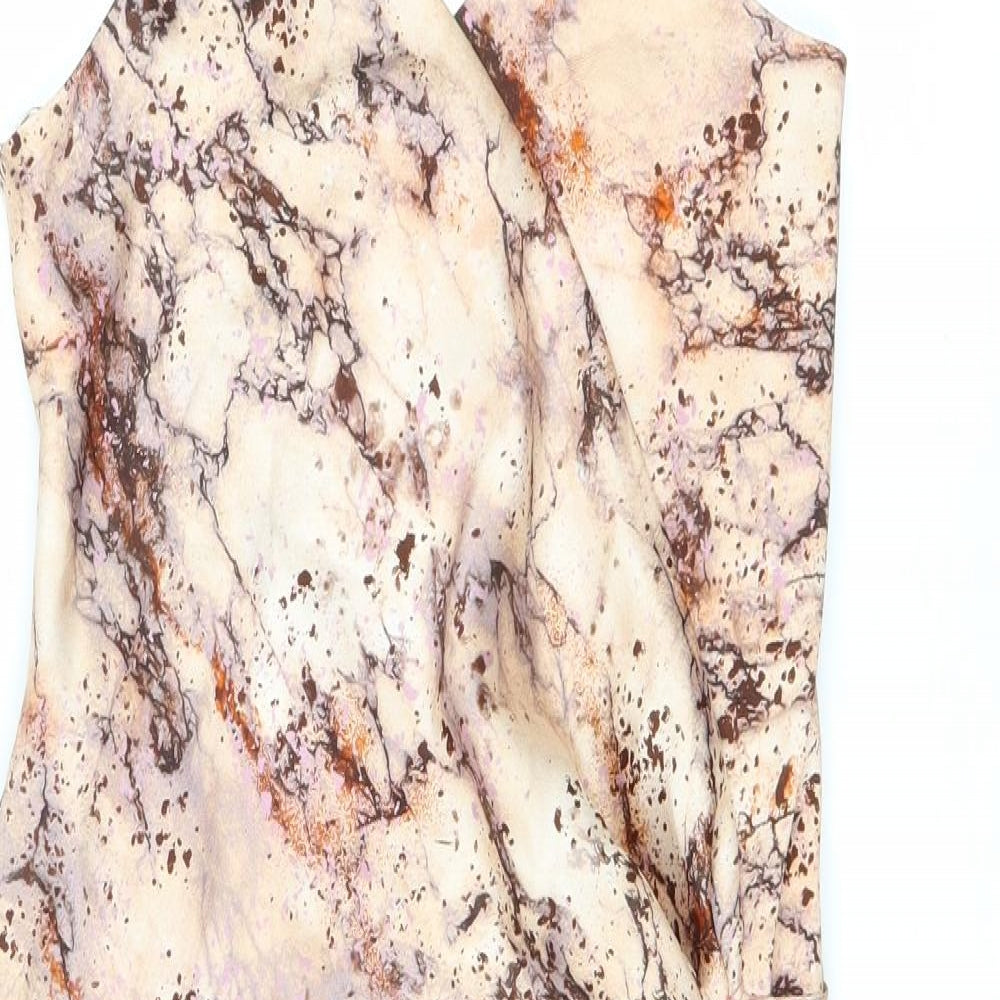 Zara Womens Beige Geometric Polyester Wrap Tank Size S V-Neck