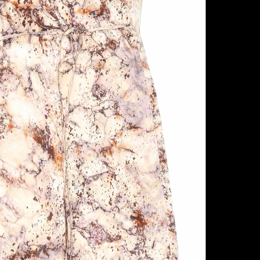 Zara Womens Beige Geometric Polyester Wrap Tank Size S V-Neck