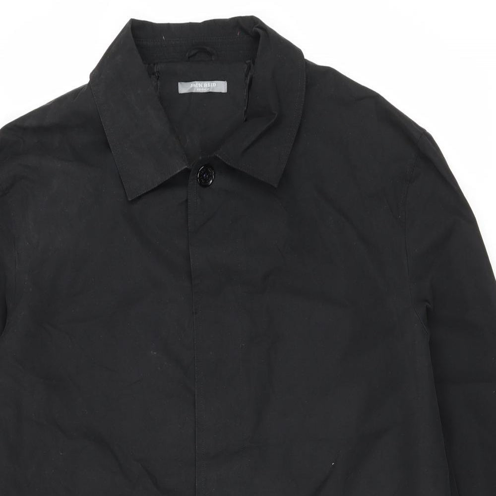 BHS Mens Black Overcoat Coat Size L Button