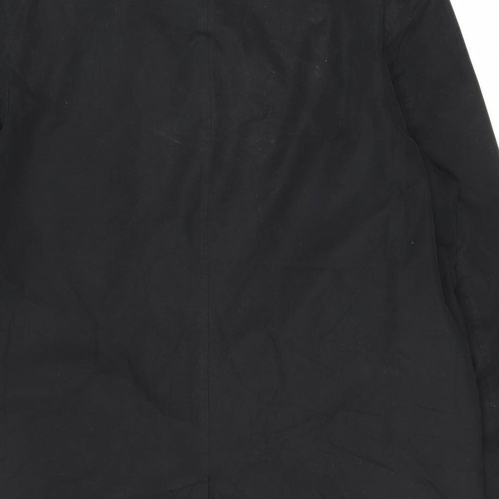 BHS Mens Black Overcoat Coat Size L Button