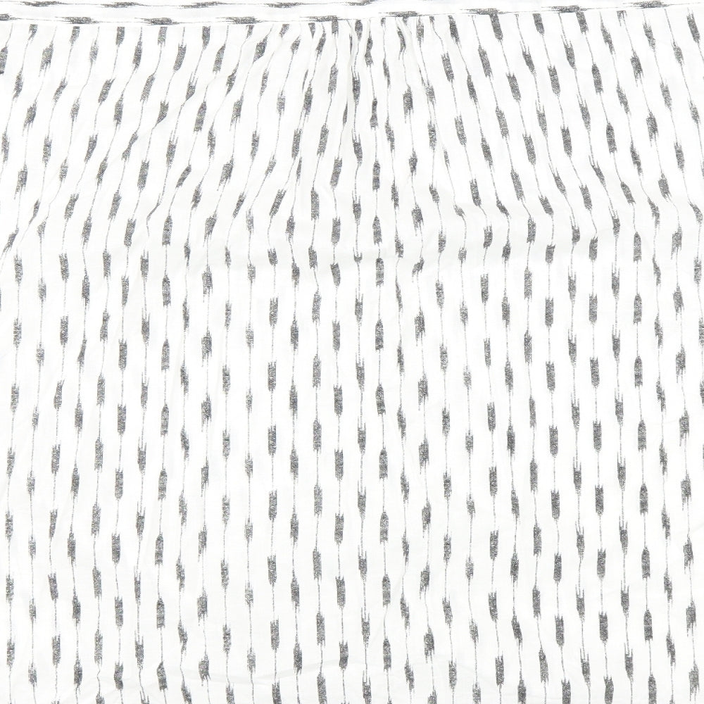 Debenhams Womens White Geometric Cotton Basic Blouse Size 22 Collared - Tie detail