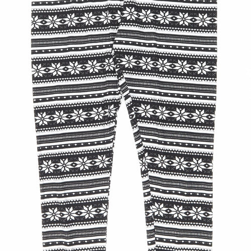 Marks and Spencer Womens White Fair Isle Polyester Jegging Leggings Size 14 L28 in