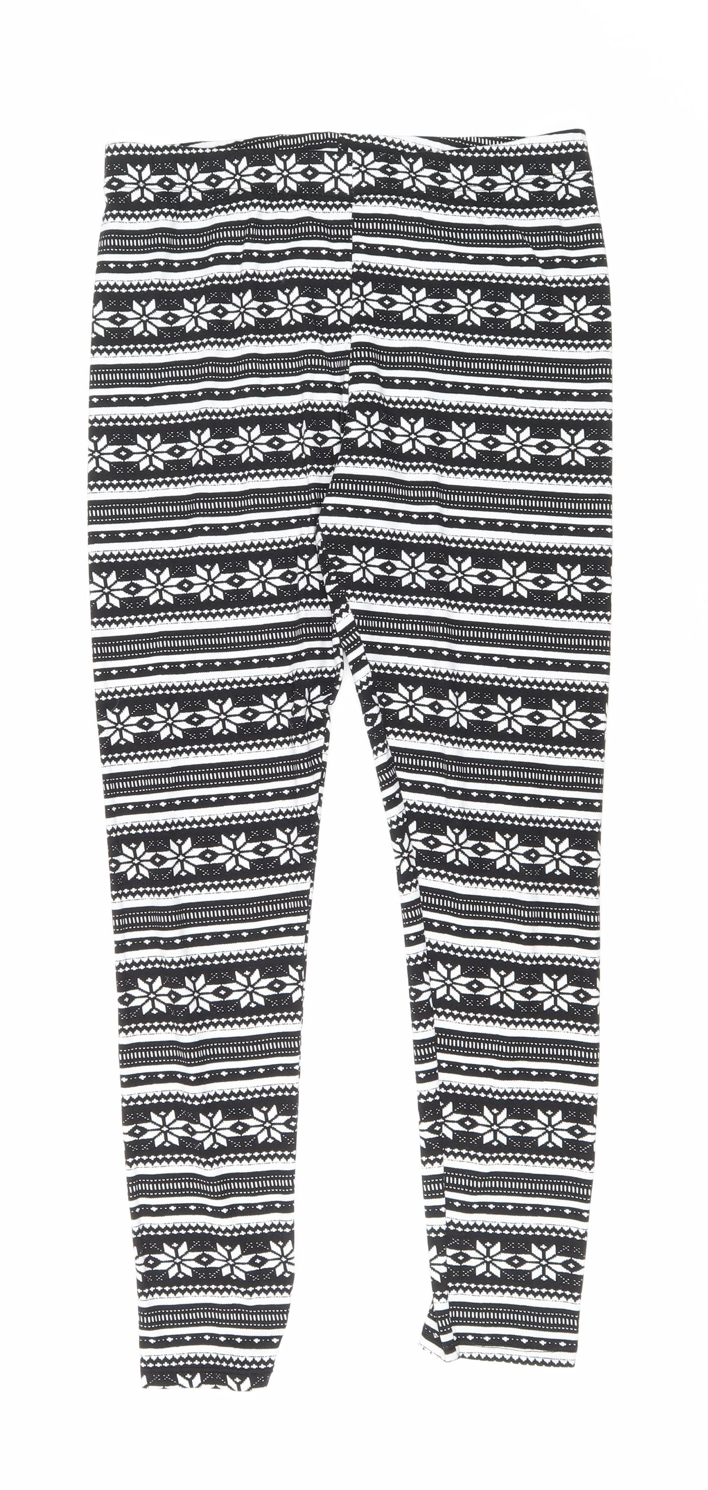 Marks and Spencer Womens White Fair Isle Polyester Jegging Leggings Size 14 L28 in