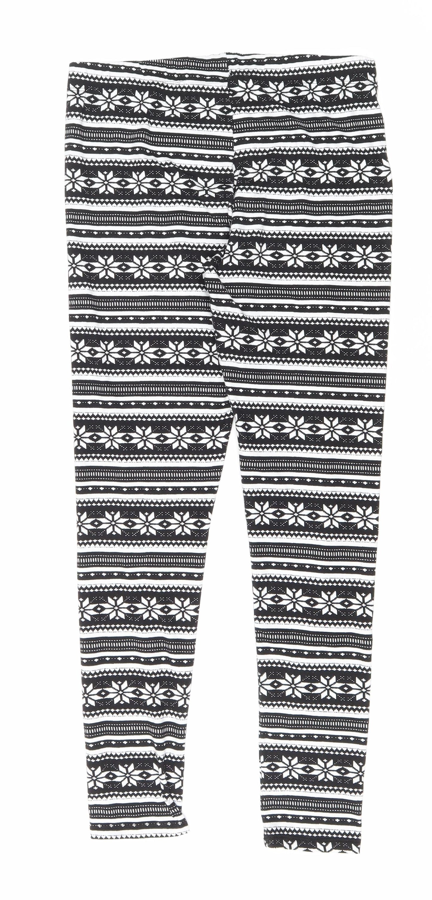 Marks and Spencer Womens White Fair Isle Polyester Jegging Leggings Size 14 L28 in