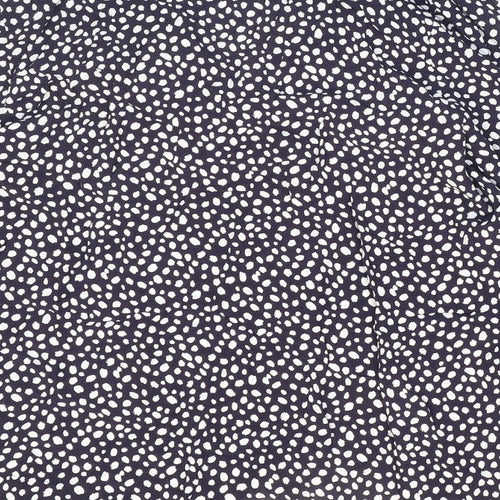Marks and Spencer Womens Blue Polka Dot Viscose Basic Button-Up Size 8 Collared
