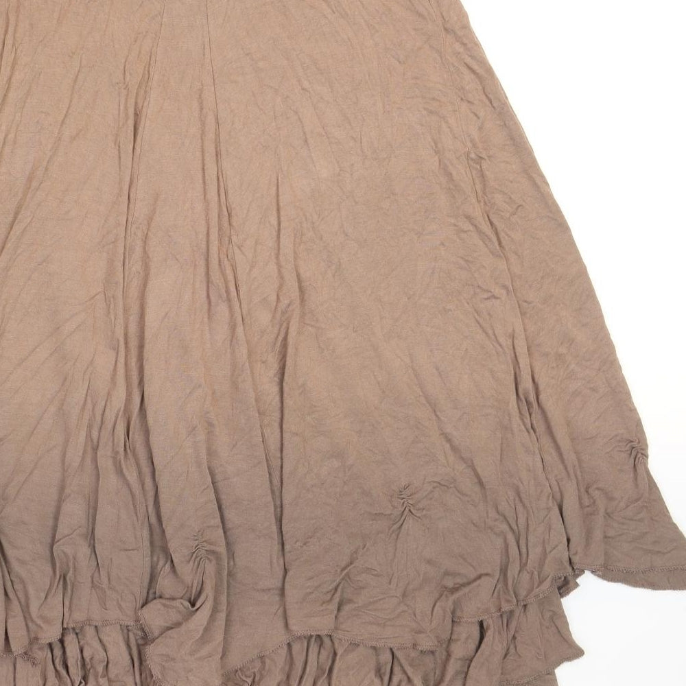 Krisp Womens Brown Polyester Flare Skirt Size 14