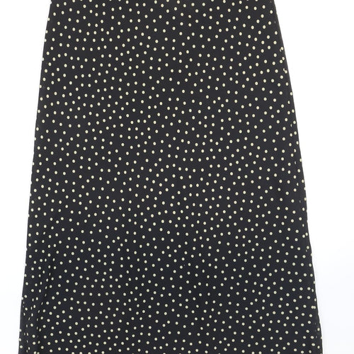 Bonmarché Womens Black Polka Dot Polyester Maxi Skirt Size 14