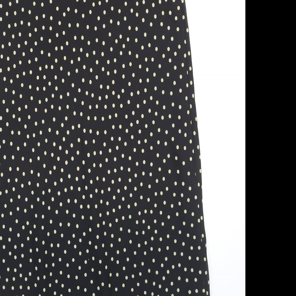 Bonmarché Womens Black Polka Dot Polyester Maxi Skirt Size 14