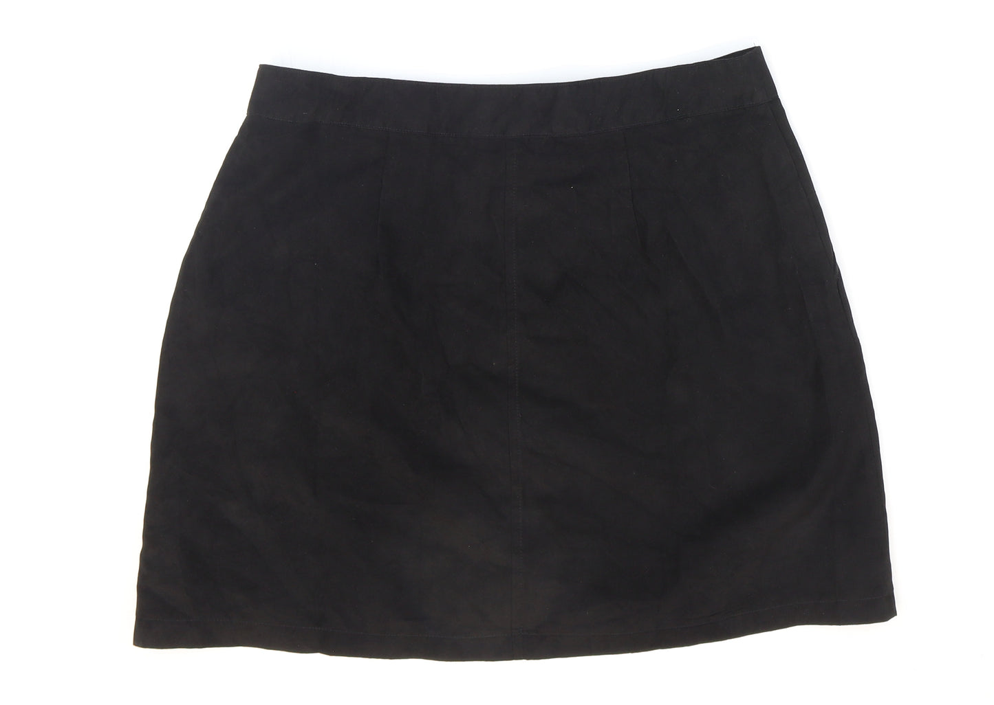 New Look Womens Black Polyester Mini Skirt Size 12 Zip - Suede feel