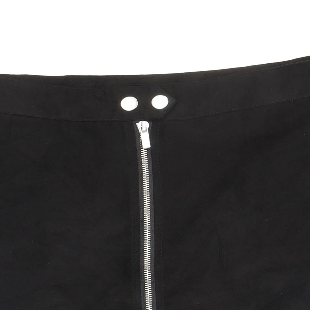 New Look Womens Black Polyester Mini Skirt Size 12 Zip - Suede feel