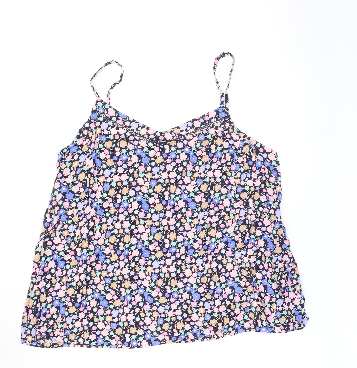 Marks and Spencer Womens Multicoloured Floral Viscose Camisole Blouse Size 18 V-Neck