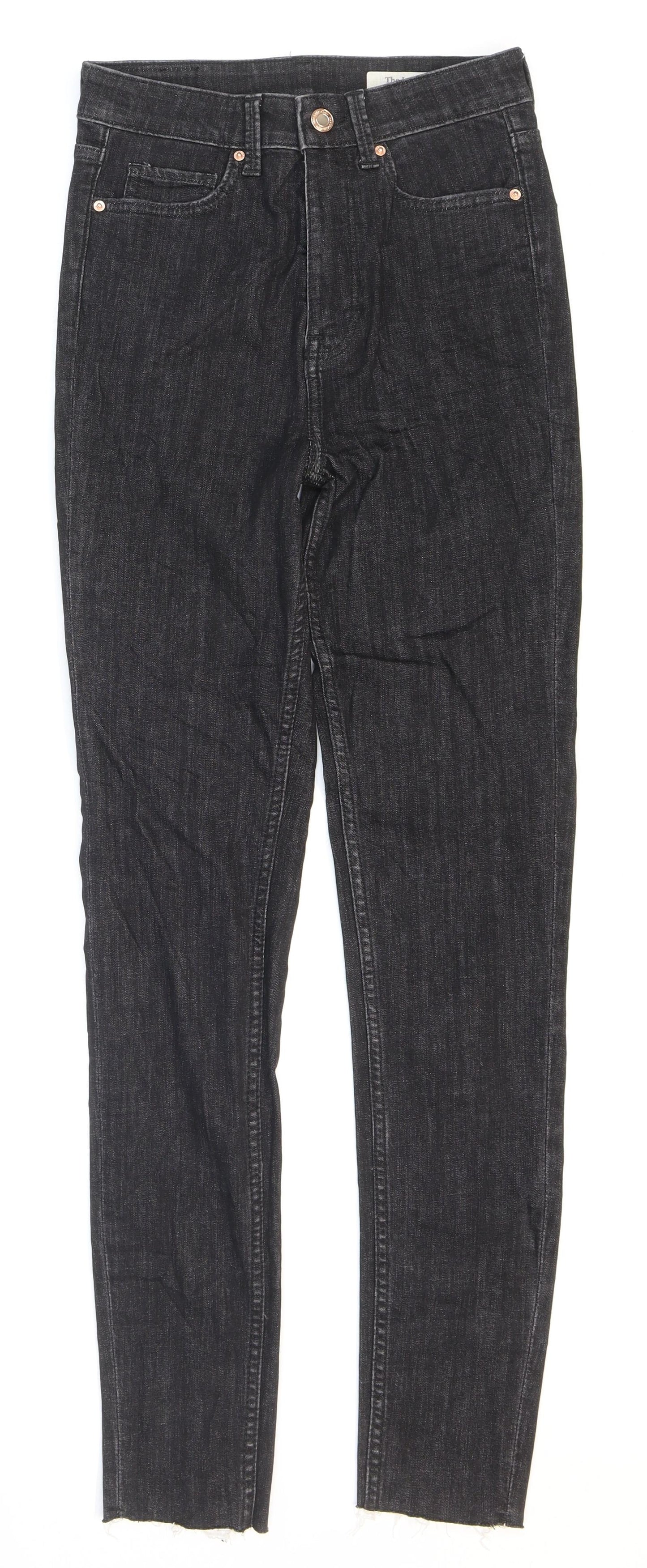 Marks and Spencer Womens Black Cotton Skinny Jeans Size 8 L30 in Regular Zip
