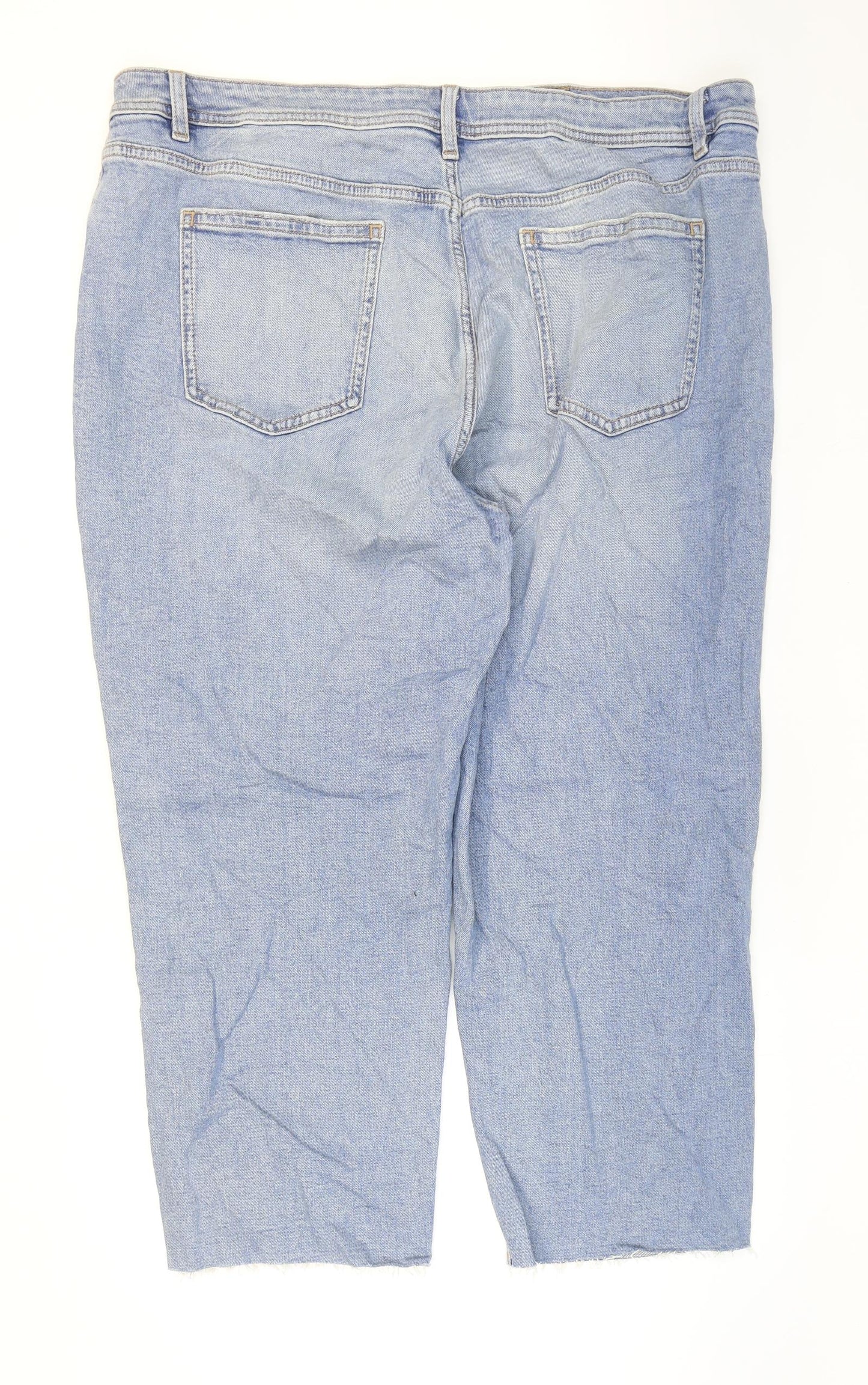Marks and Spencer Womens Blue Cotton Straight Jeans Size 22 L25 in Regular Zip
