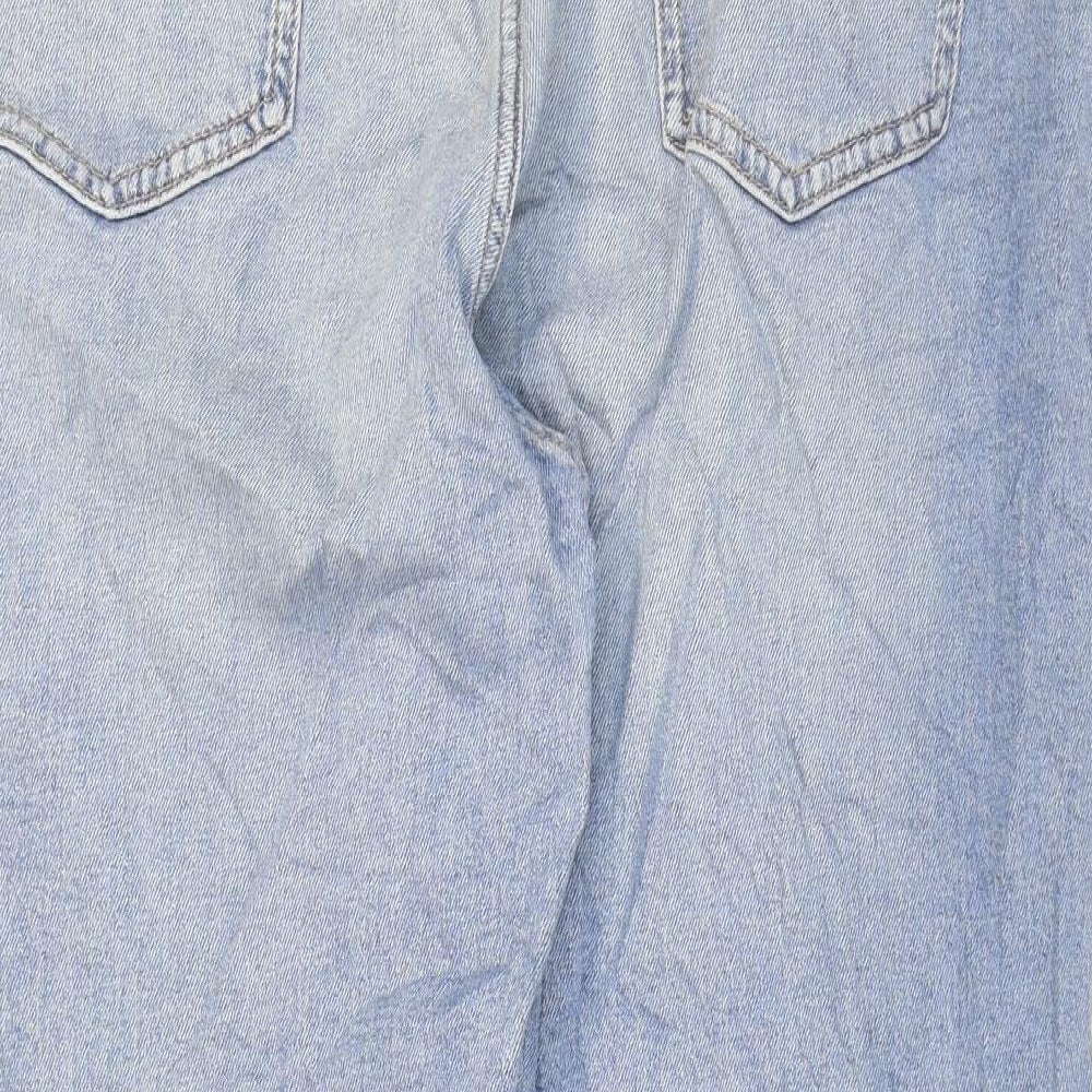 Marks and Spencer Womens Blue Cotton Straight Jeans Size 22 L25 in Regular Zip