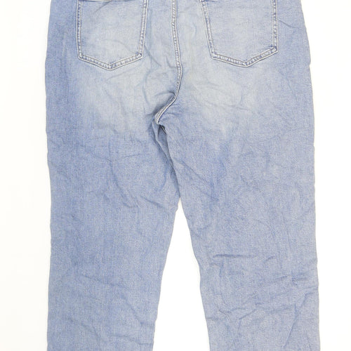 Marks and Spencer Womens Blue Cotton Straight Jeans Size 20 L26 in Regular Zip