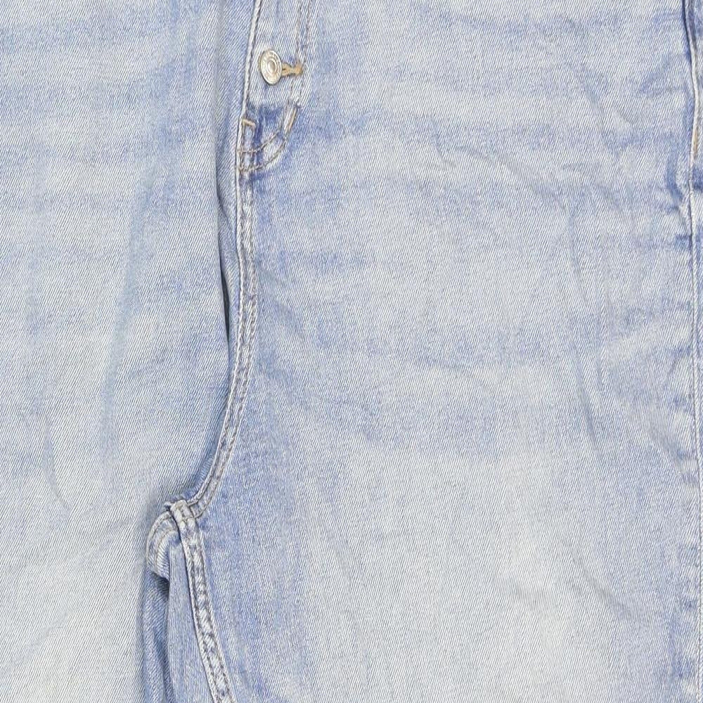 Marks and Spencer Womens Blue Cotton Straight Jeans Size 20 L26 in Regular Zip
