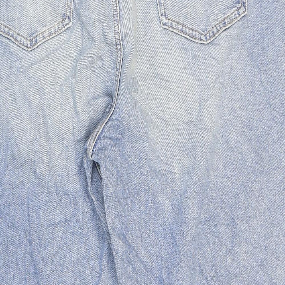 Marks and Spencer Womens Blue Cotton Straight Jeans Size 20 L26 in Regular Zip