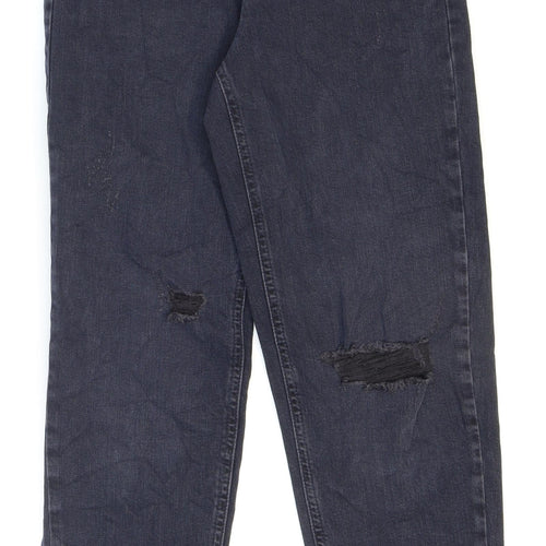 Marks and Spencer Womens Blue Cotton Mom Jeans Size 6 L28 in Regular Zip