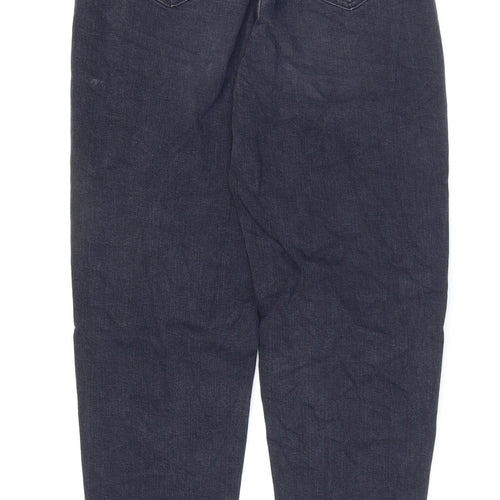 Marks and Spencer Womens Blue Cotton Mom Jeans Size 6 L28 in Regular Zip
