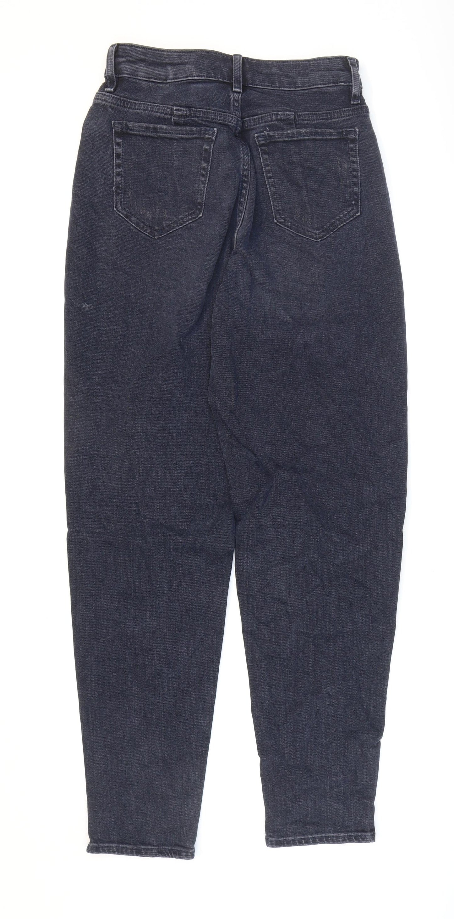 Marks and Spencer Womens Blue Cotton Mom Jeans Size 6 L28 in Regular Zip