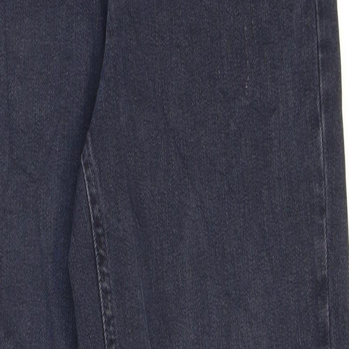 Marks and Spencer Womens Blue Cotton Mom Jeans Size 6 L28 in Regular Zip