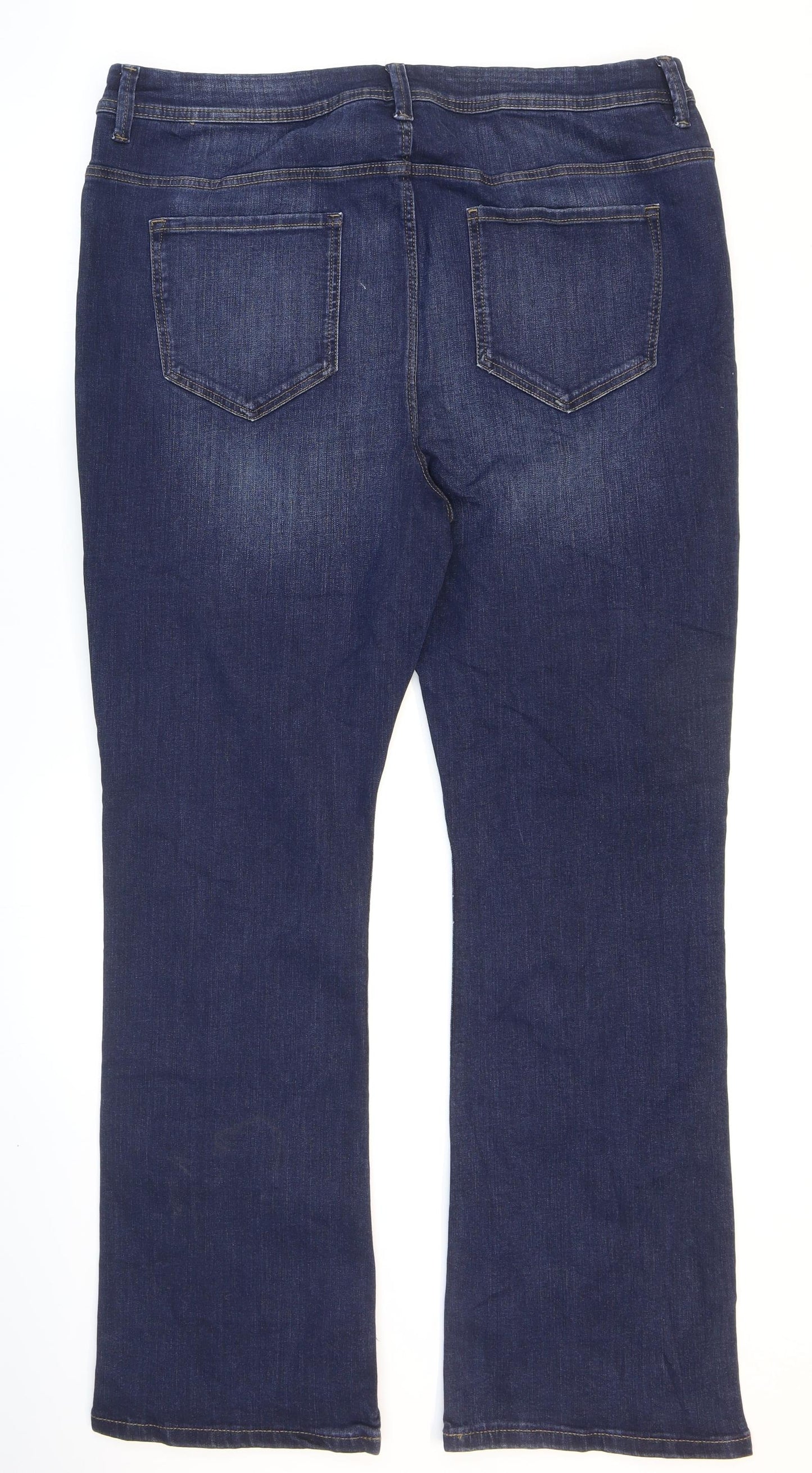 Marks and Spencer Womens Blue Cotton Flared Jeans Size 20 L31 in Regular Zip