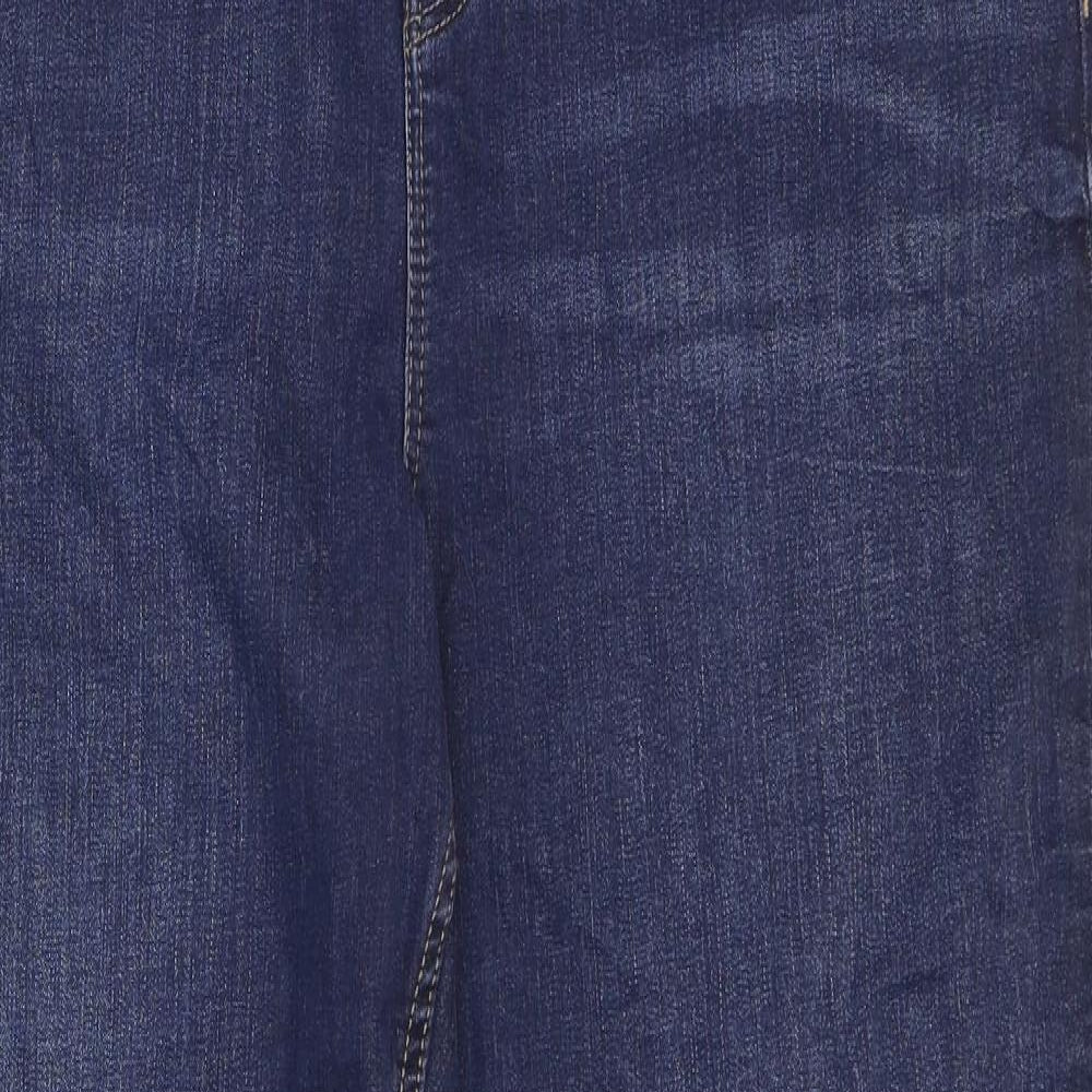 Marks and Spencer Womens Blue Cotton Flared Jeans Size 20 L31 in Regular Zip