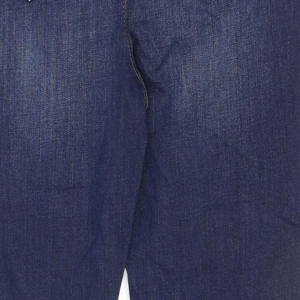 Marks and Spencer Womens Blue Cotton Flared Jeans Size 20 L31 in Regular Zip