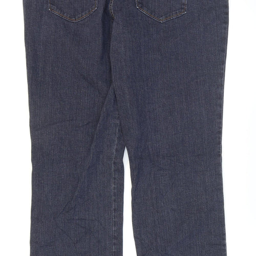 Marks and Spencer Womens Blue Cotton Straight Jeans Size 16 L31 in Regular Zip