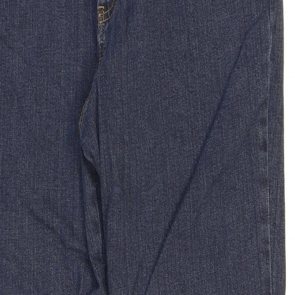 Marks and Spencer Womens Blue Cotton Straight Jeans Size 16 L31 in Regular Zip