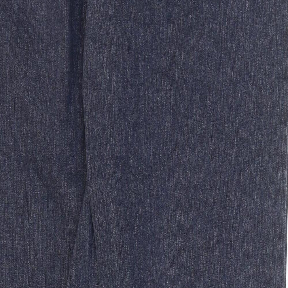 Marks and Spencer Womens Blue Cotton Straight Jeans Size 16 L31 in Regular Zip