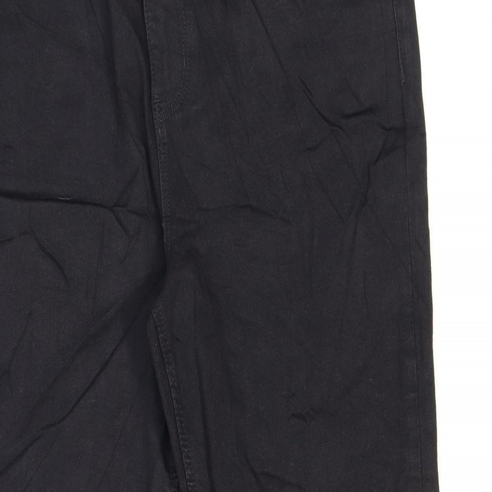 Marks and Spencer Womens Black Cotton Flared Jeans Size 16 L27 in Regular Zip