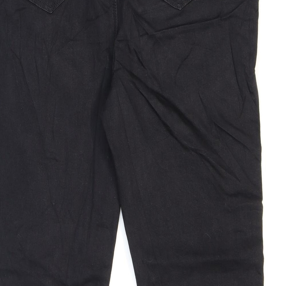 Marks and Spencer Womens Black Cotton Flared Jeans Size 16 L27 in Regular Zip