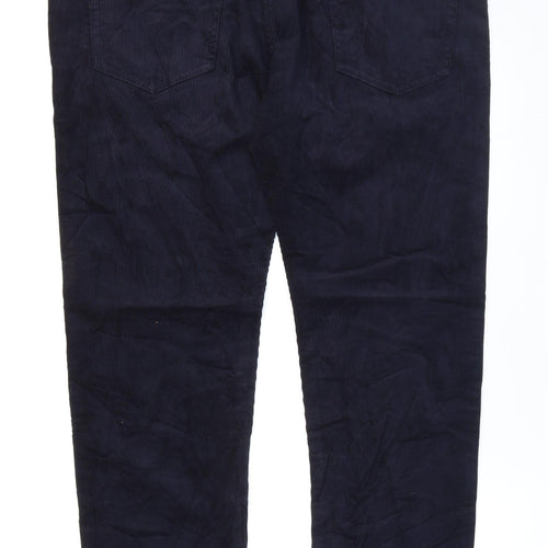 Marks and Spencer Mens Blue Cotton Trousers Size 38 in L30 in Regular Zip