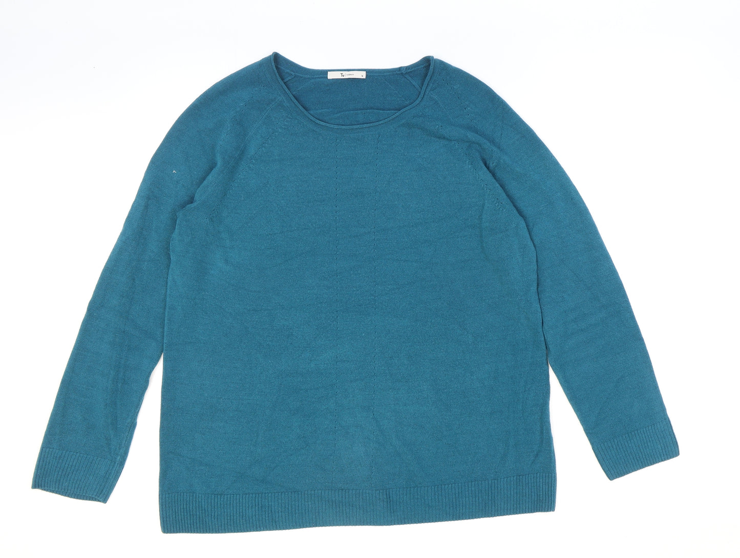 TU Womens Blue Round Neck Acrylic Pullover Jumper Size 16