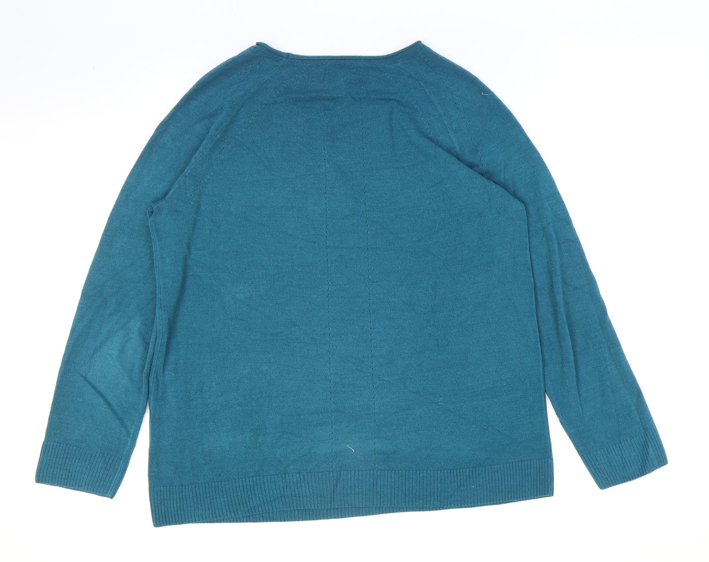TU Womens Blue Round Neck Acrylic Pullover Jumper Size 16