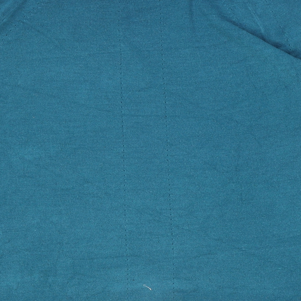 TU Womens Blue Round Neck Acrylic Pullover Jumper Size 16